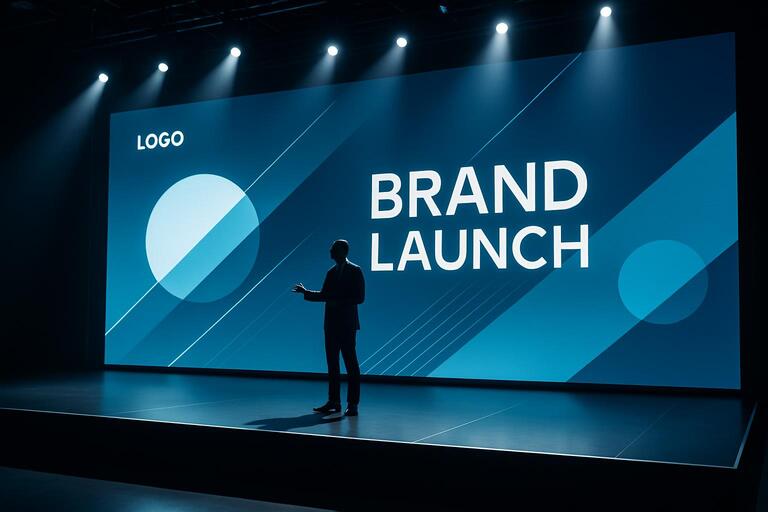 Brand launch with crisp LED backdrop and spotlights
