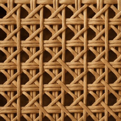 Cane weave close-up with soft shadow