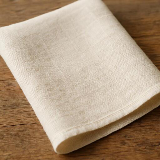 Ivory linen swatch set on wooden table