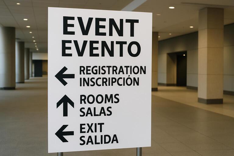 Wayfinding sign with high-contrast type