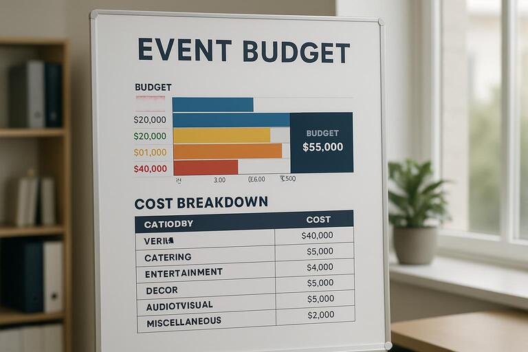 Cost breakdown board with sticky notes