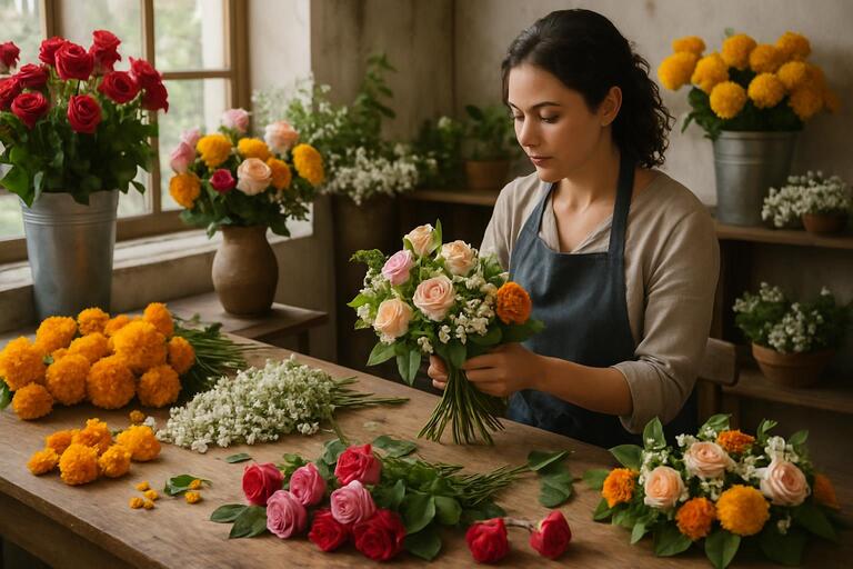 Floral team sketching a mandap plan
