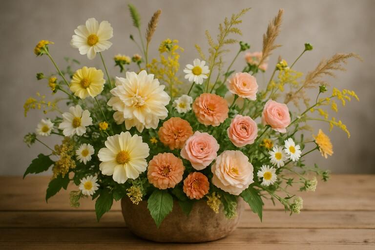 Local flower market selection early morning